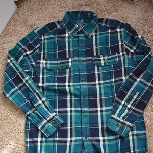Faded Glory Blue Plaid Button Up Shirt